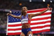 Gabby Thomas at the Paris Olympics (Photo by Michael Steele/Getty Images)